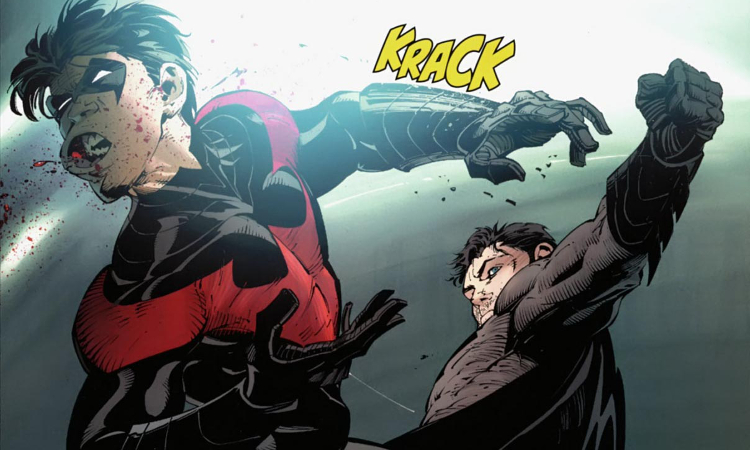 batman punching Robin